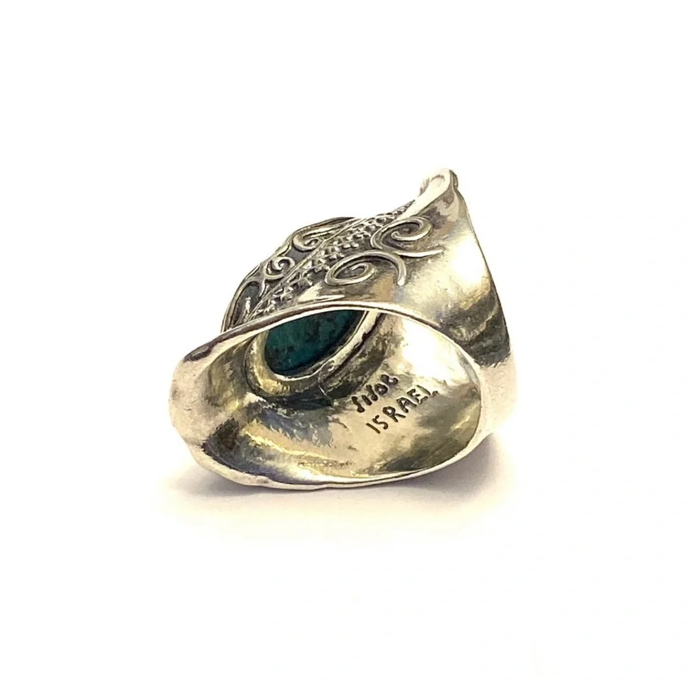 Didae Artisan Silver Ring and Turquoise Stone Ring Shablool Size 7 1/2 - Picture 10 of 13